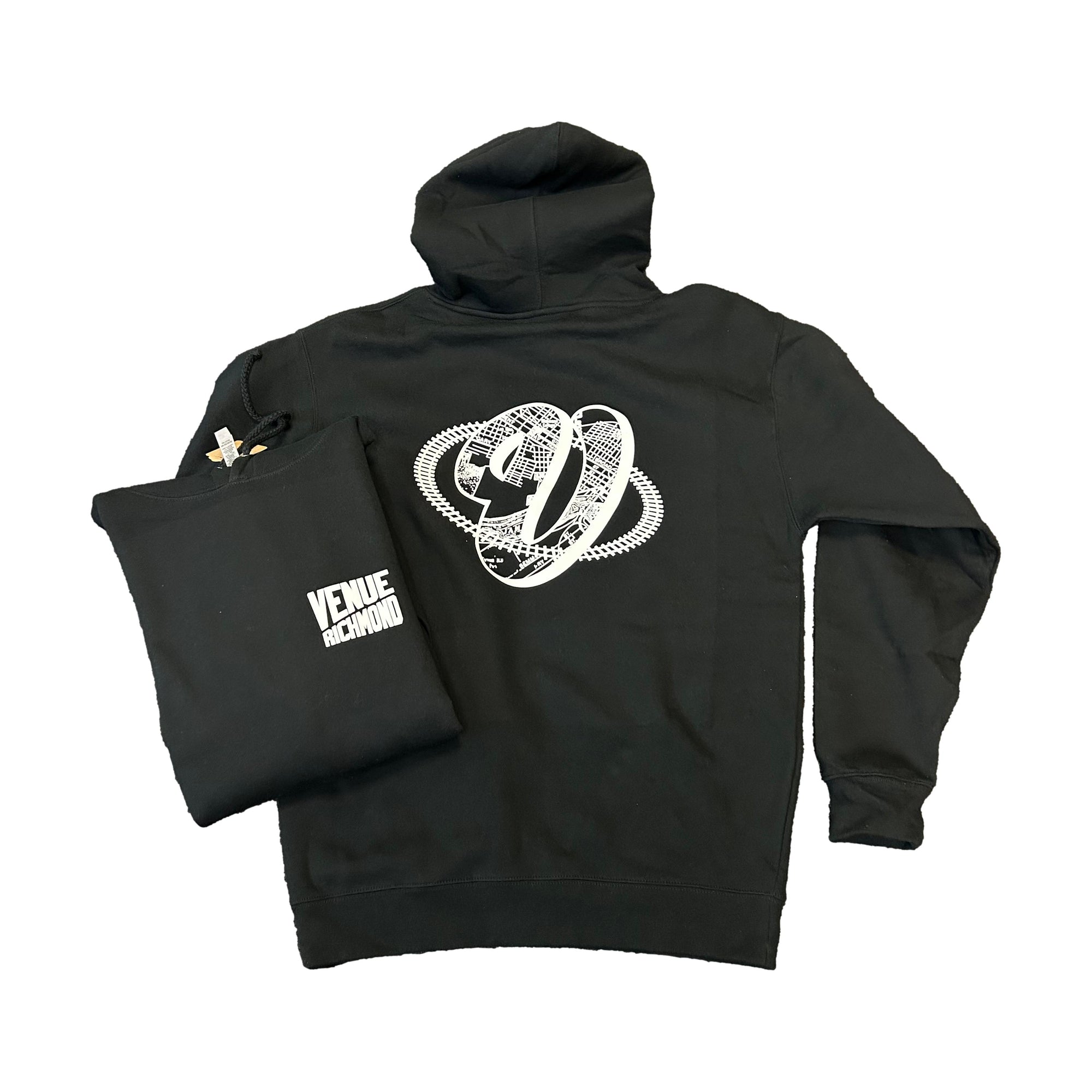 Venue Train Tracks Heavyweight Hooded Sweatshirt Black - Venue Skateboards