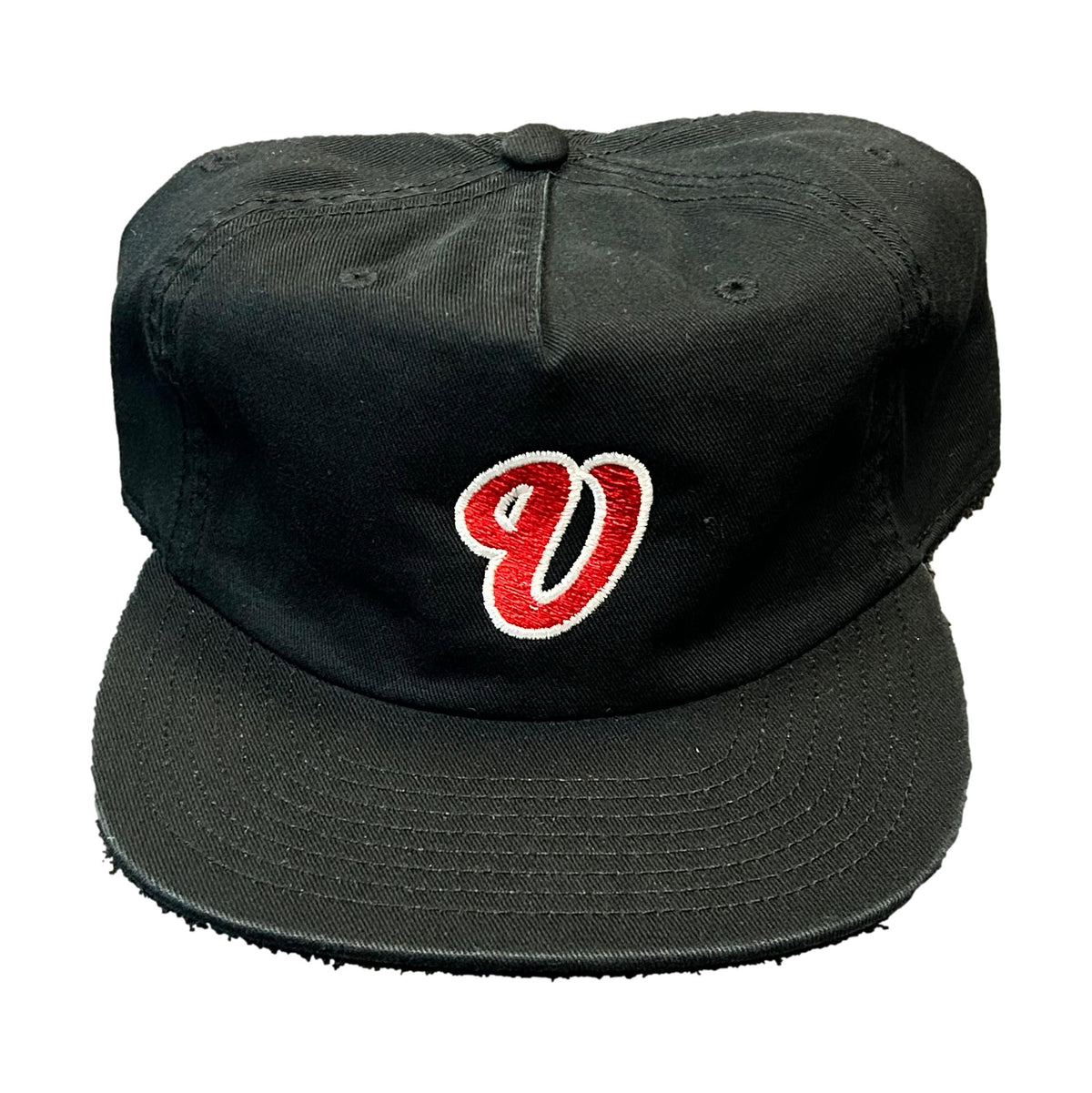 Venue Cursive V 5 Panel Cap Black w/Red - Venue Skateboards