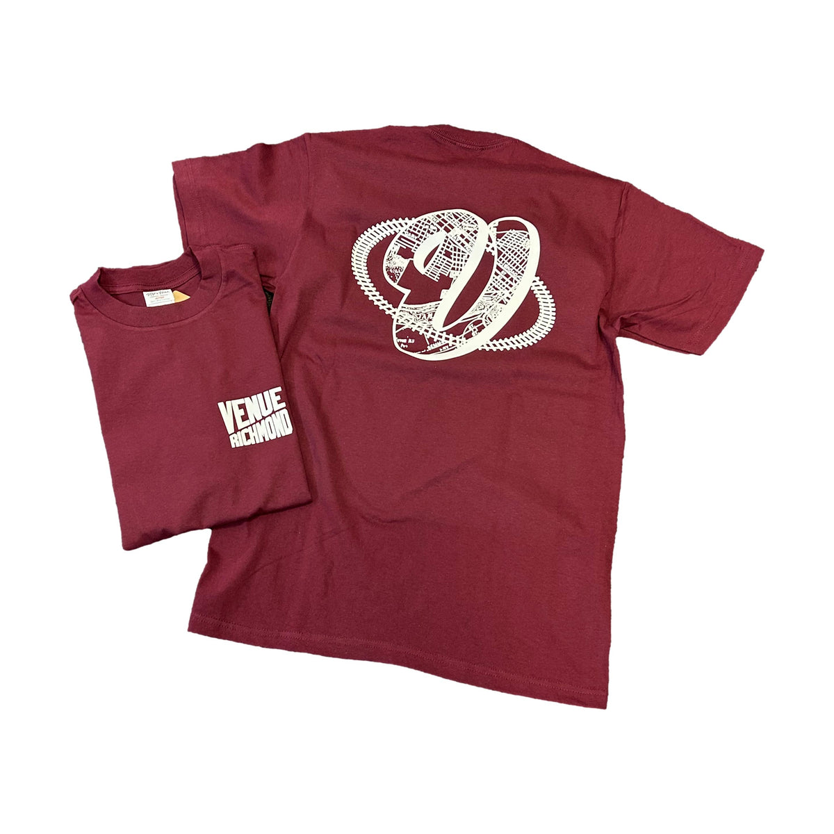 Venue Train Tracks T-Shirt Burgundy - Venue  Skateboards