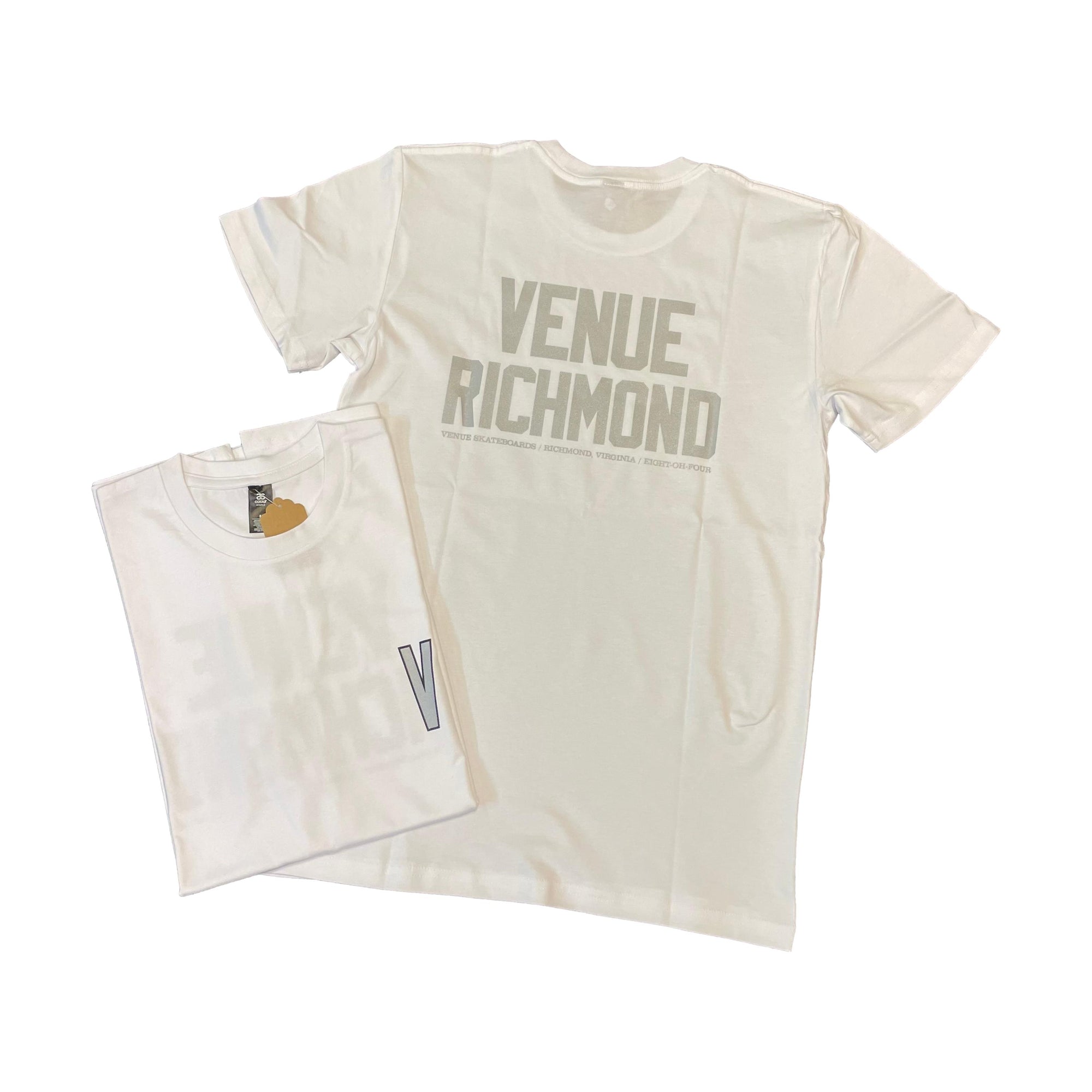Venue "Venue Richmond" T-Shirt White w/Reflective Silver Ink - Venue Skateboards