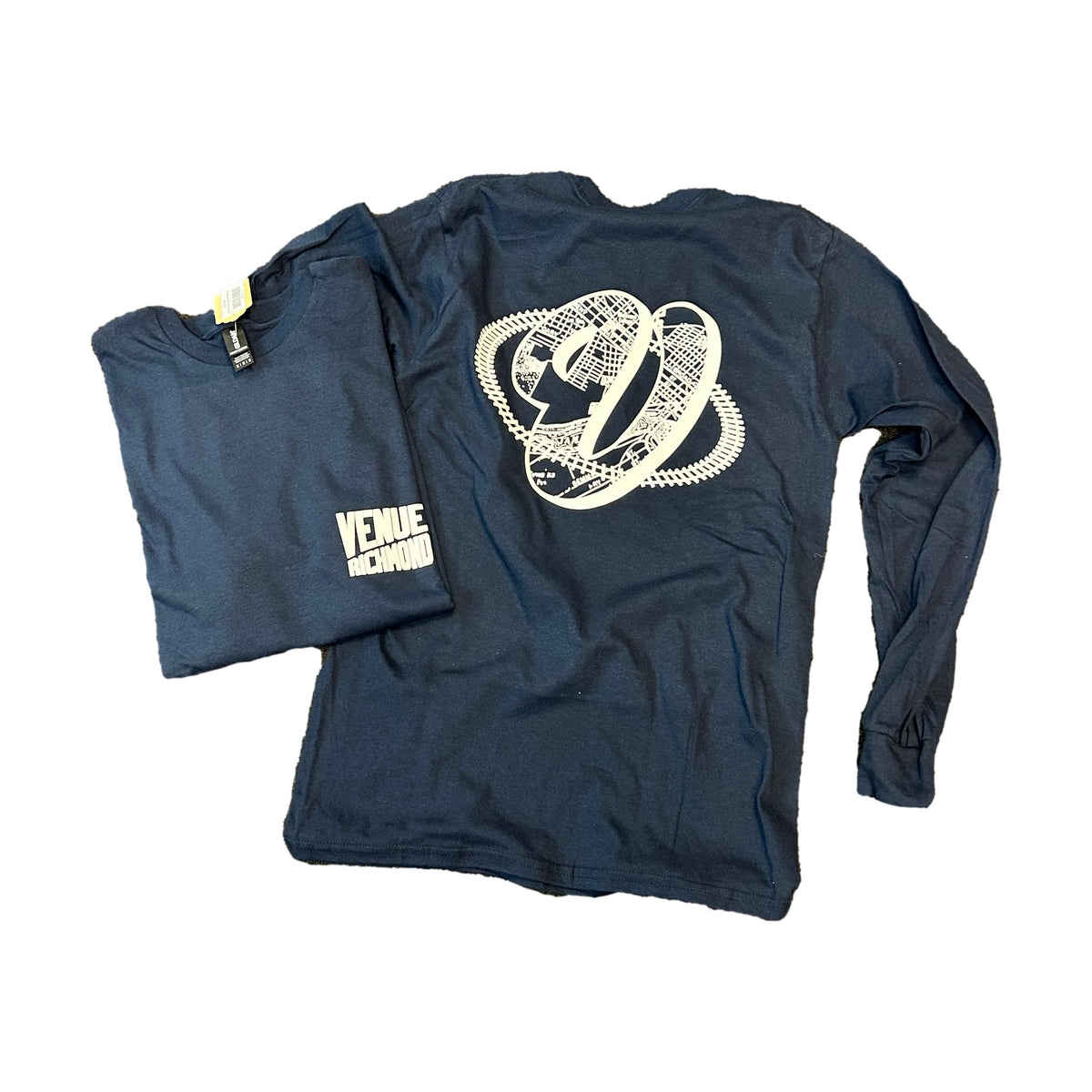 Venue Map Logo Long-sleeve T-Shirt Navy - Venue Skatebords