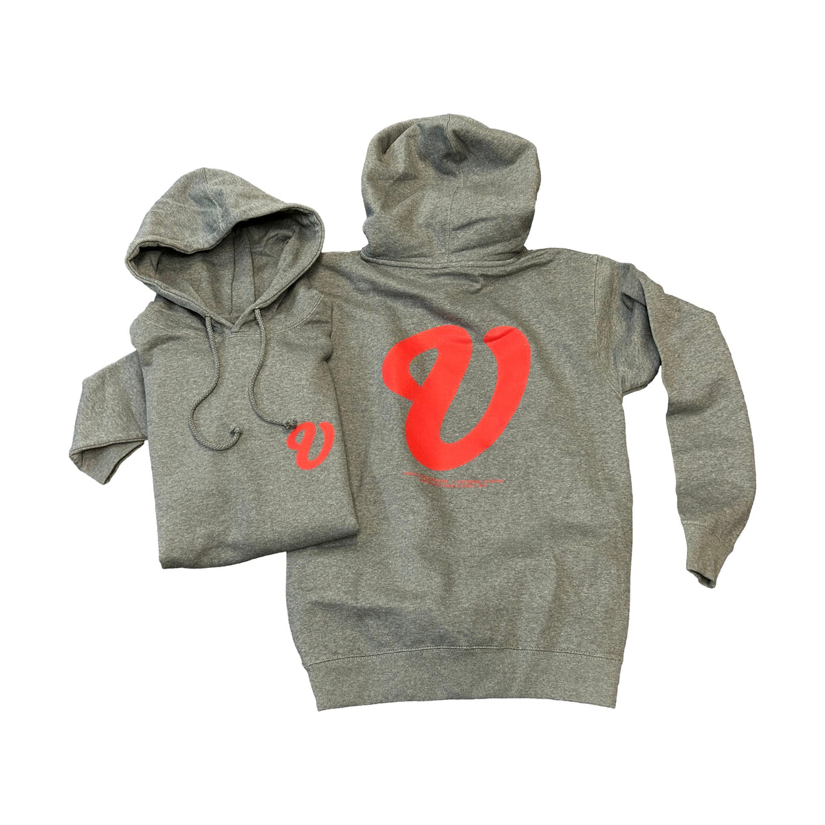 Venue Cursive V Heavyweight Hooded Sweatshirt Grey - Venue Skateboards