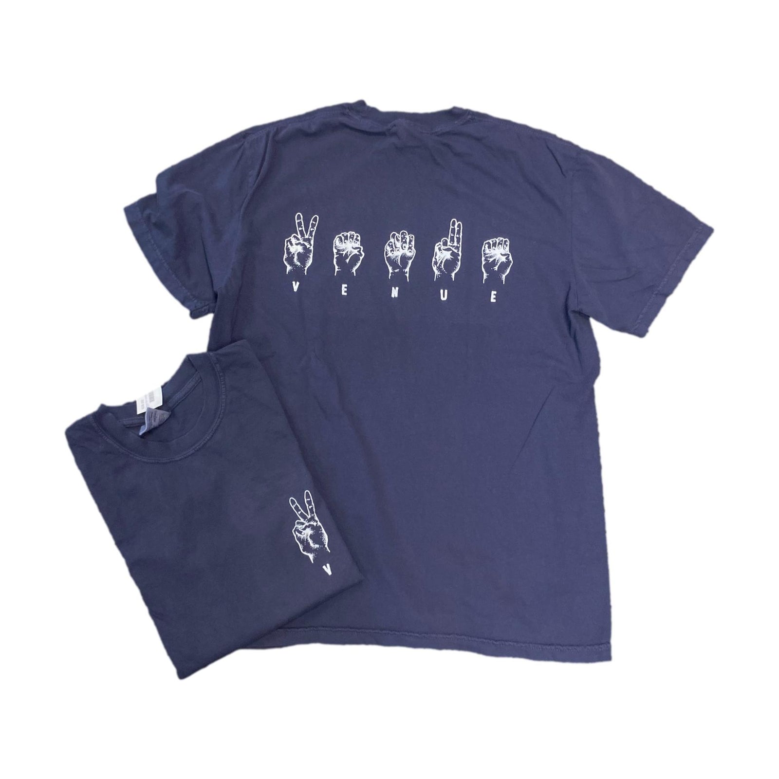 Venue Sign Language T-Shirt Navy w/White Ink - Venue Skateboards