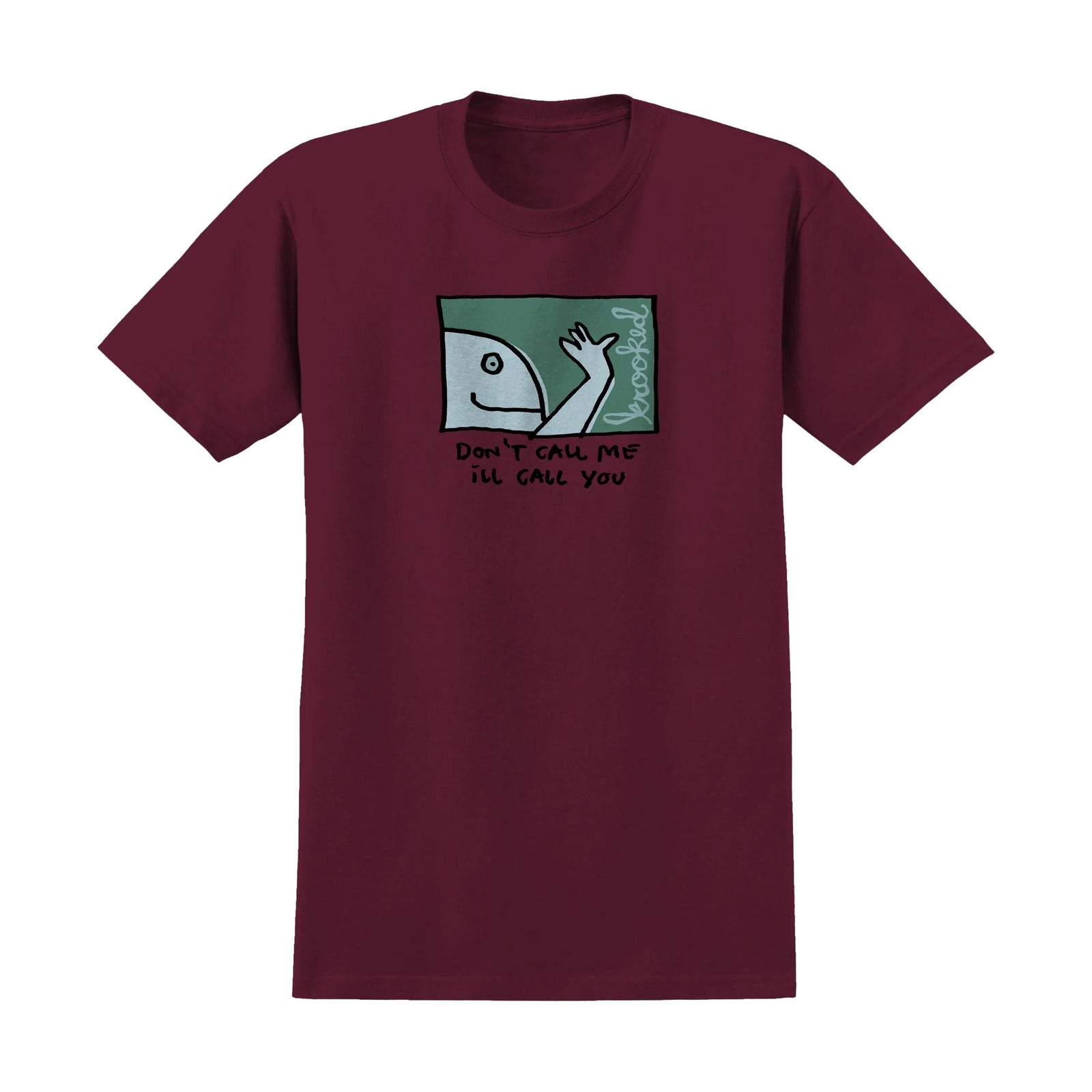 Krooked Call Me T-Shirt Burgundy - Venue Skateboards