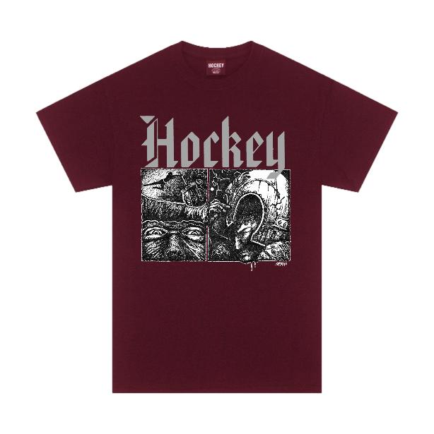 Hockey Middle Earth Tee Burgundy - Venue Skateboards