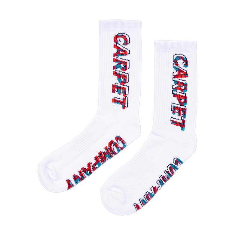 Carpet Misprint Socks White Green-Red - Venue Skateboards