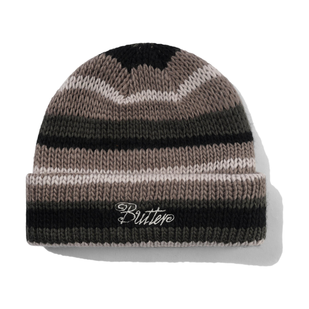 Butter Ombre Stripe Knit Beanie Black - Venue Skateboards