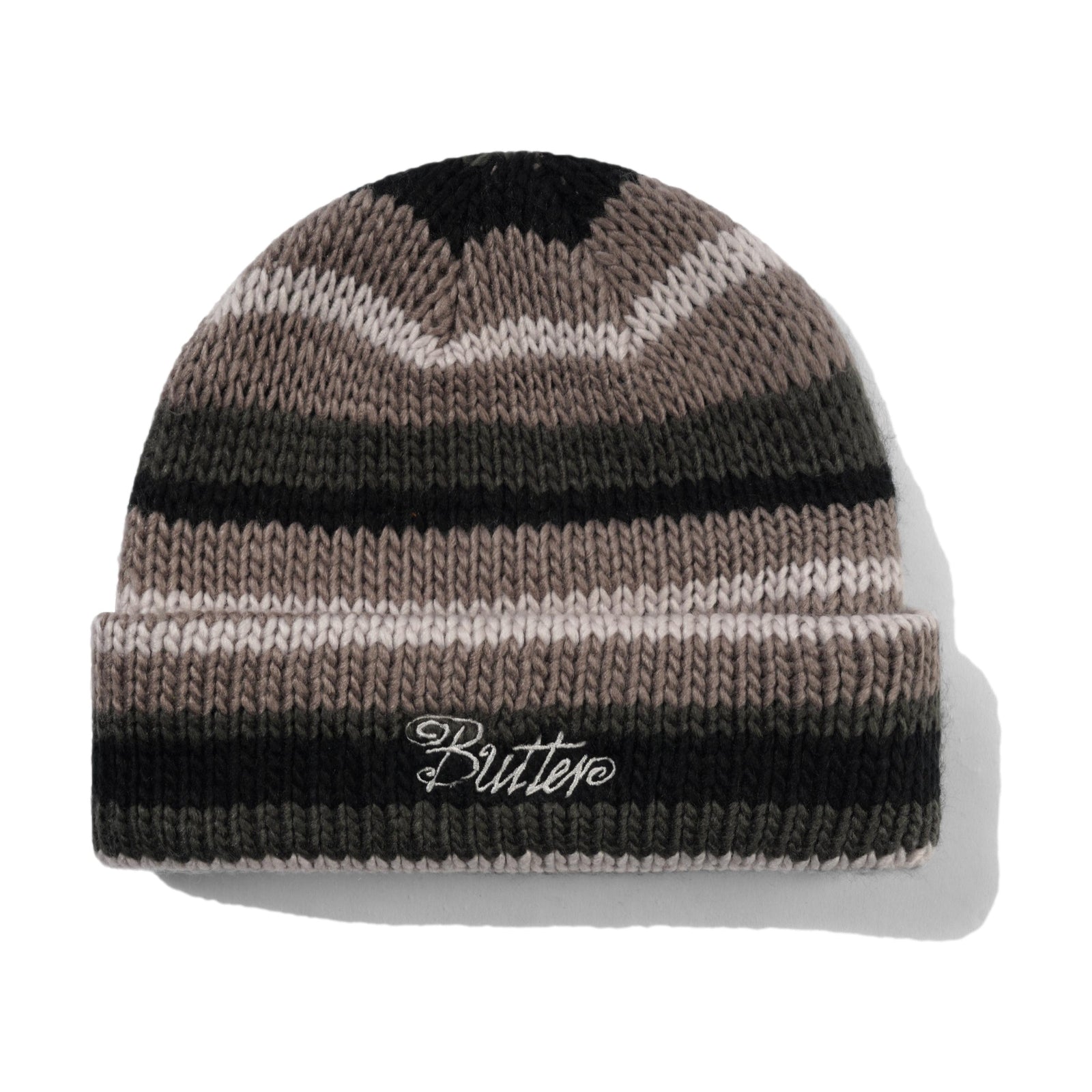Butter Ombre Stripe Knit Beanie Black - Venue Skateboards