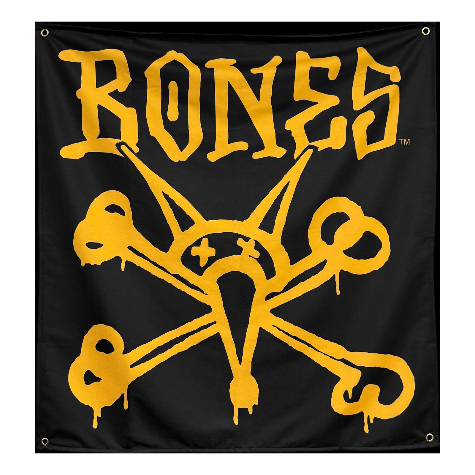 Bones Wheels Vato Rat Banner 34' X 36' Black/Gold - Venue Skateboards