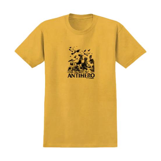 Anti Hero Pigeon Intelligence Ringspun Tee Heather Mustard - Venue Skateboards