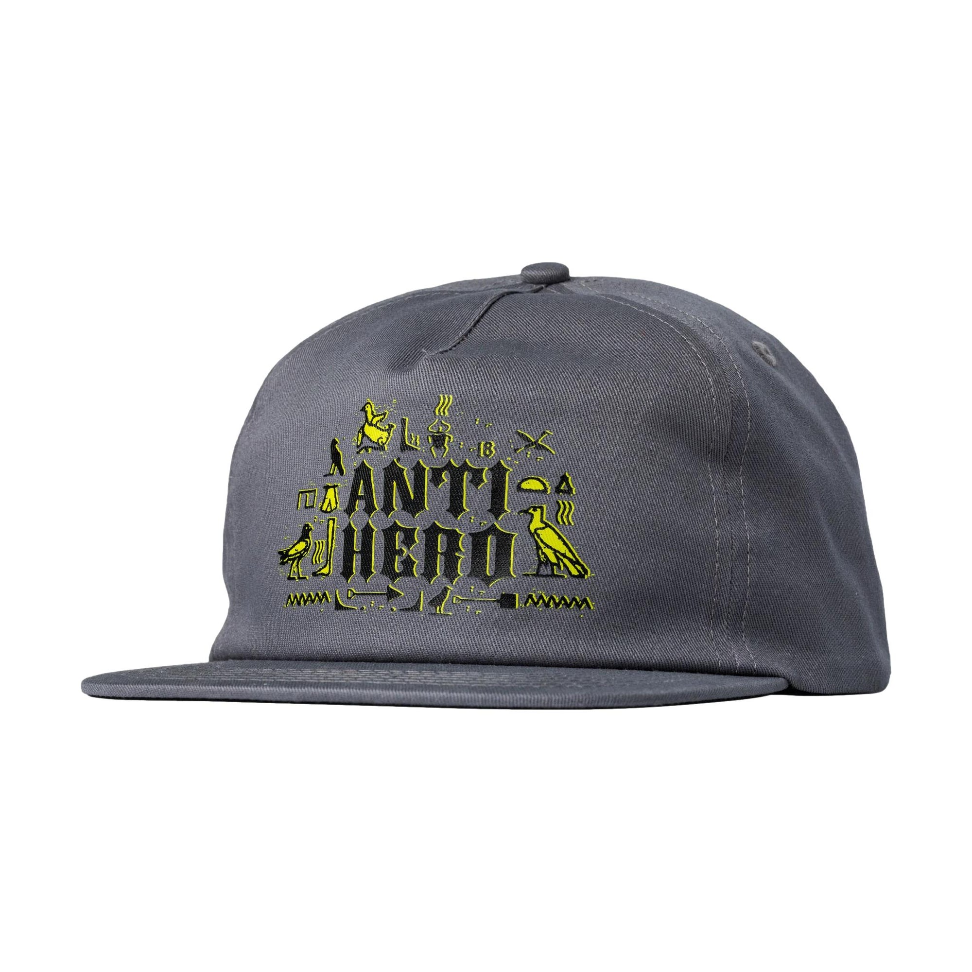 Anti Hero Hieroglyphics Snapback Hat Charcoal - Venue Skateboards