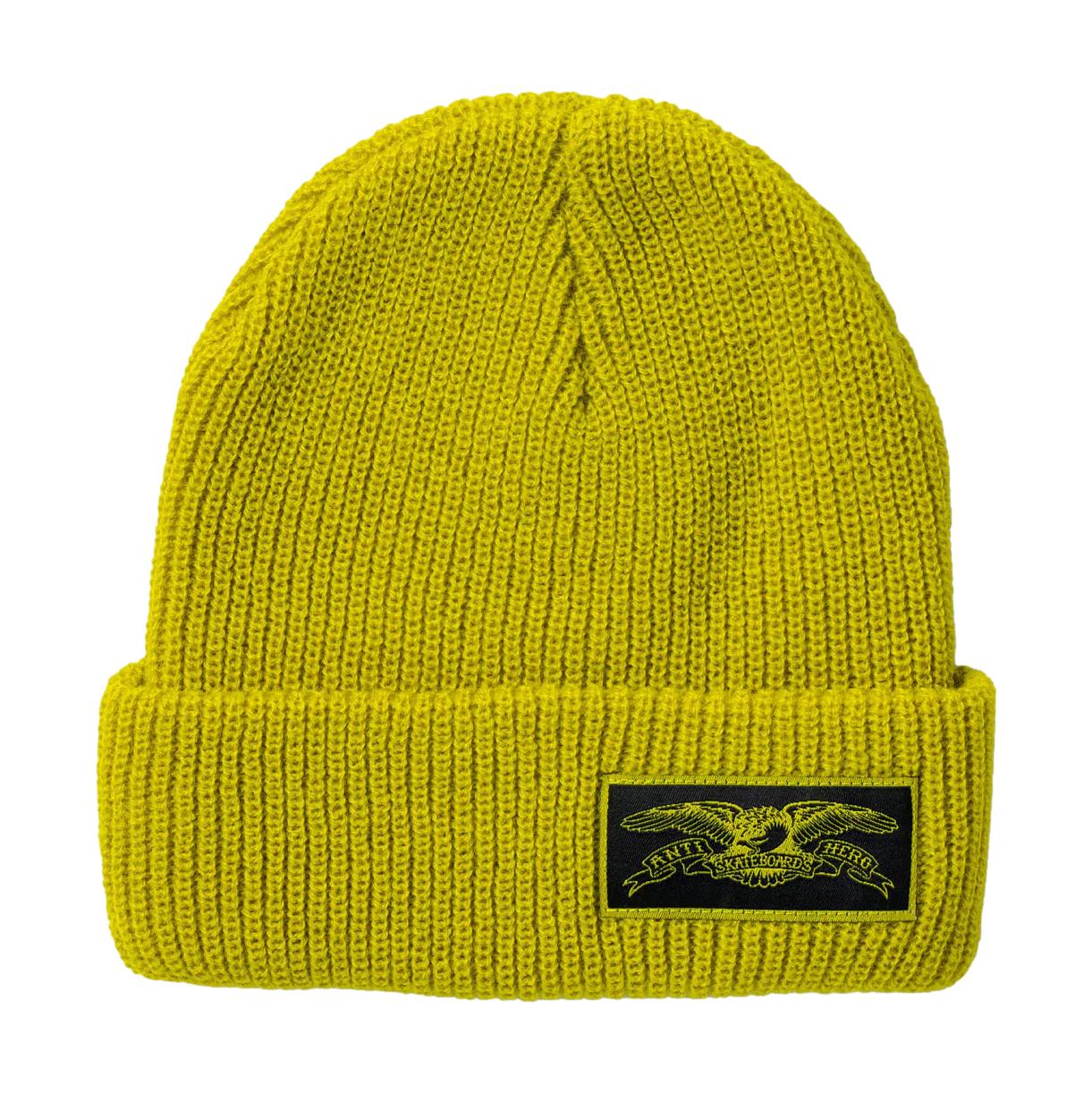 Anti Hero Stock Eagle Label Beanie Yellow - Venue Skateboards