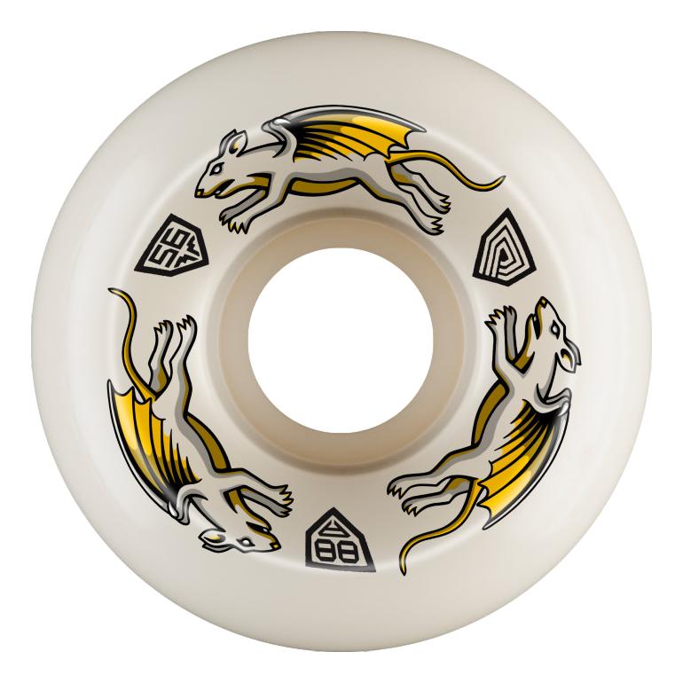 Powell Peralta Dragon Formula Nano Rat 54mmX34mm 88a V6 Wheels White/Yellow