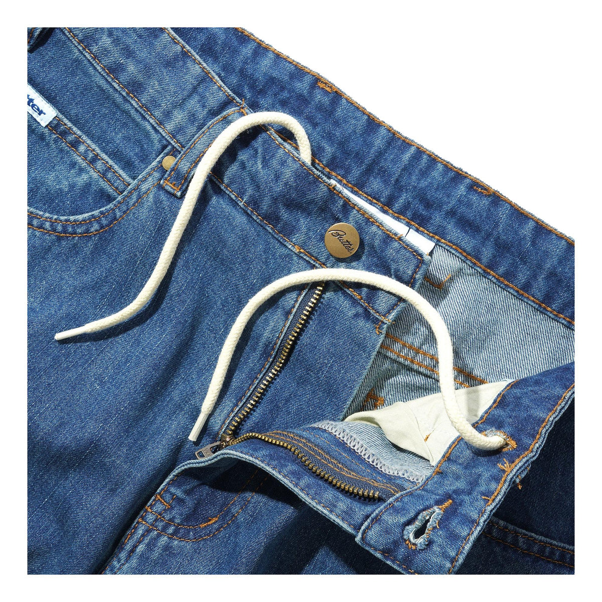 Butter Spike Denim Jeans Distressed Indigo