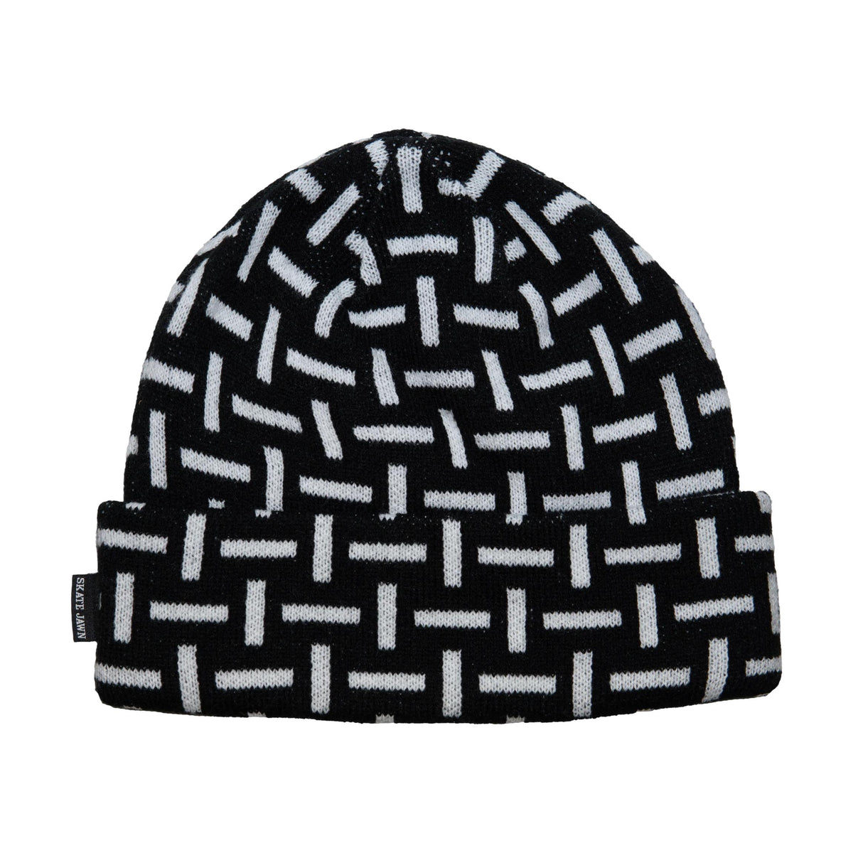Skate Jawn Sewer Cap Pattern Beanie Black/White - Venue Skateboards