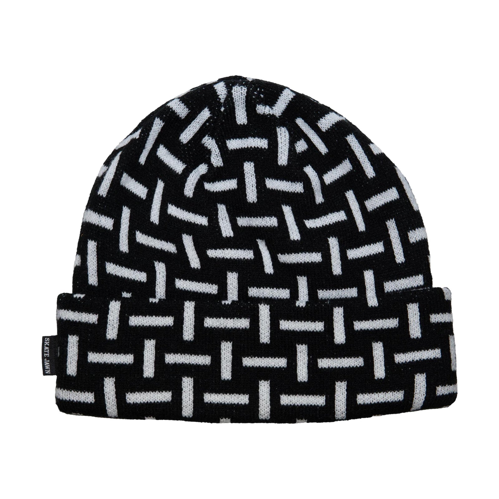 Skate Jawn Sewer Cap Pattern Beanie Black/White - Venue Skateboards