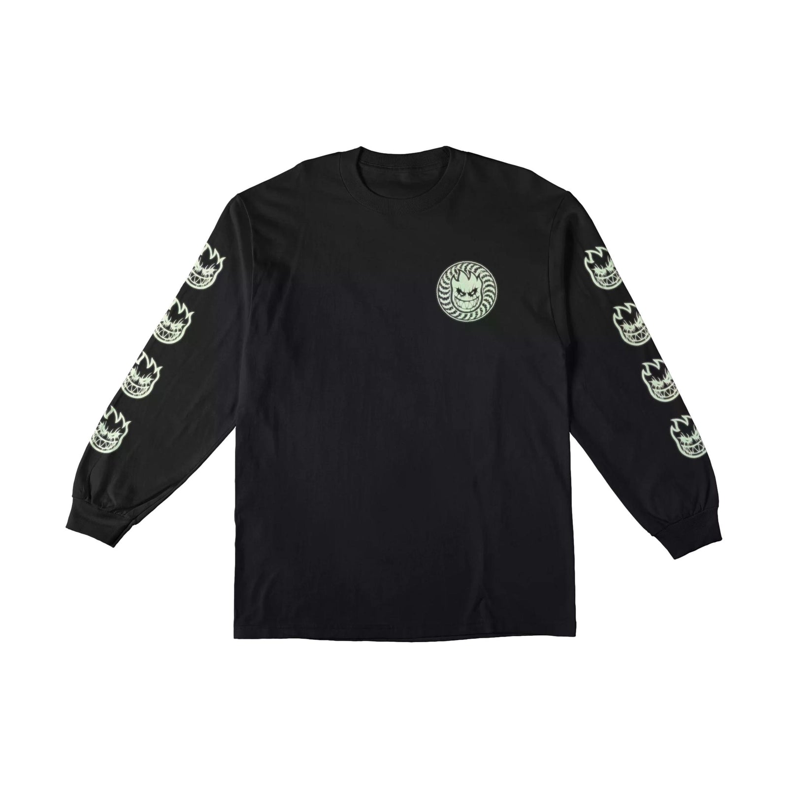 Spitfire Deathmask Classic L/S T-Shirt Black w/Glow Prints - Venue Skateboards
