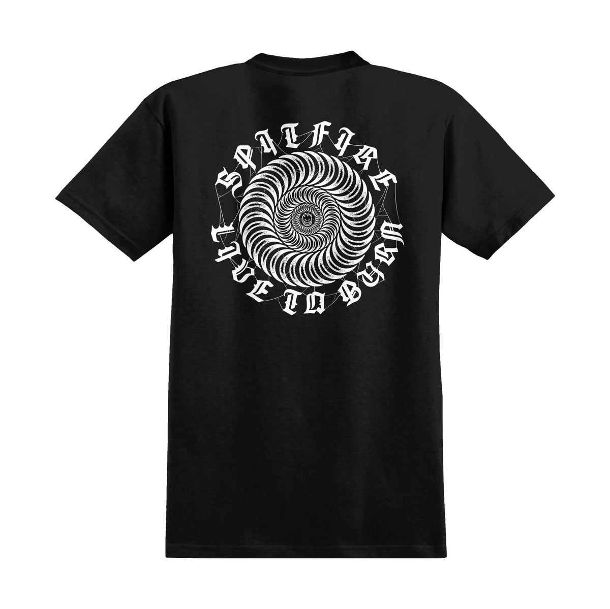 Spitfire Webbed T-Shirt Black w/White Prints - Venue Skateboards