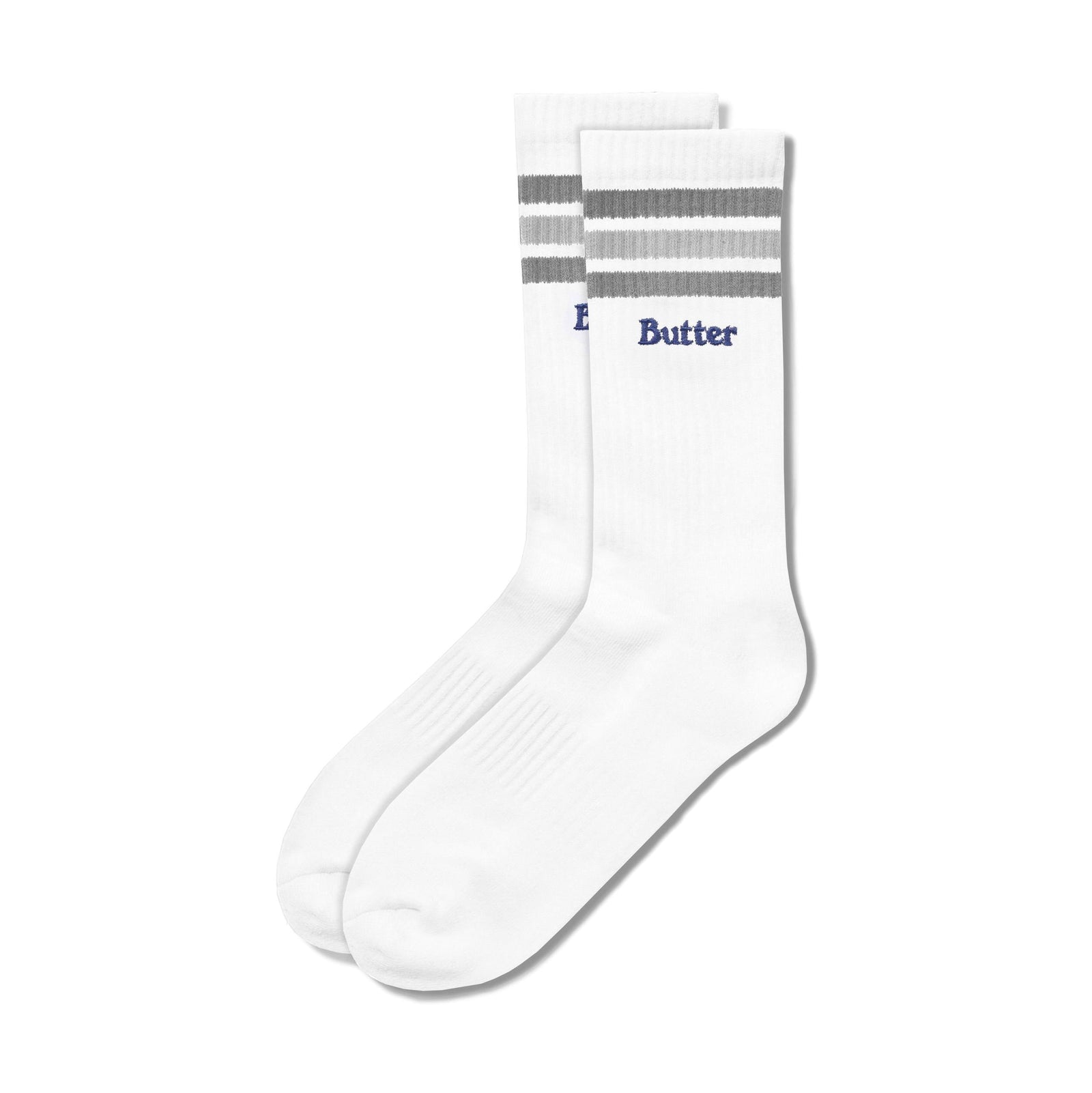 Butter Stripe Socks White/Grey - Venue Skateboards