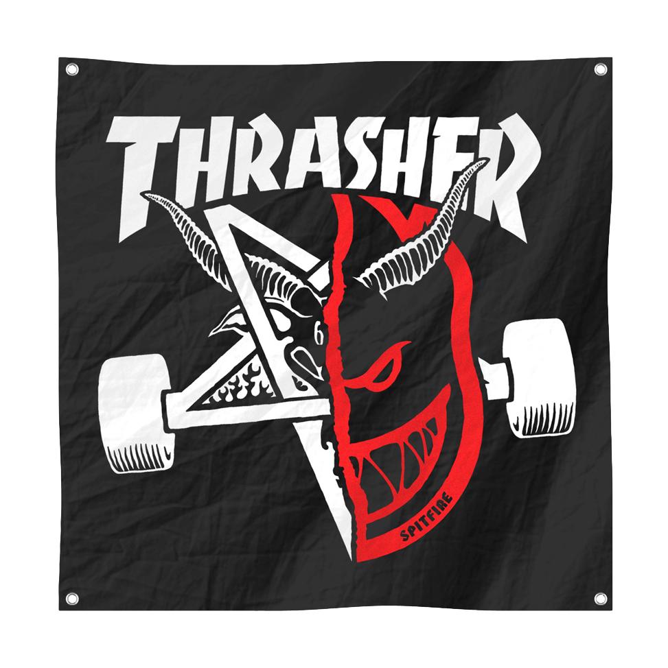 Thrasher X Spitfire Thrash & Burn Banner Black - Venue Skateboards