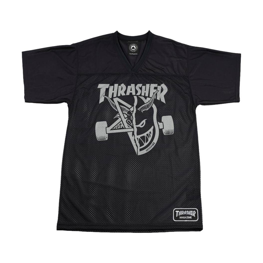 Thrasher X Spitfire Thrash & Burn Football Jersey Black - Venue Skateboards