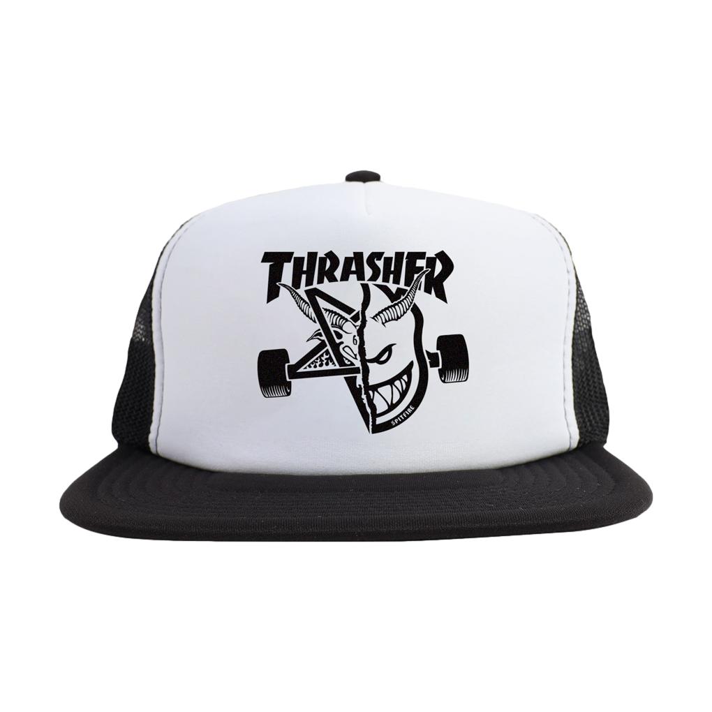 Thrasher X Spitfire Thrash & Burn Trucker Black/White/Black - Venue Skateboards