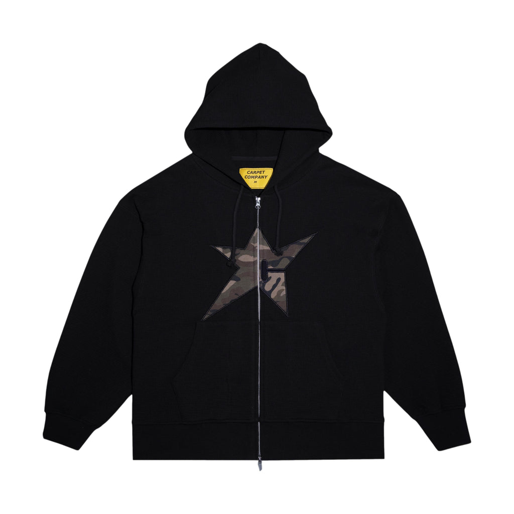 Carpet C Star Thermal Zip Hoodie Black - Venue Skateboards