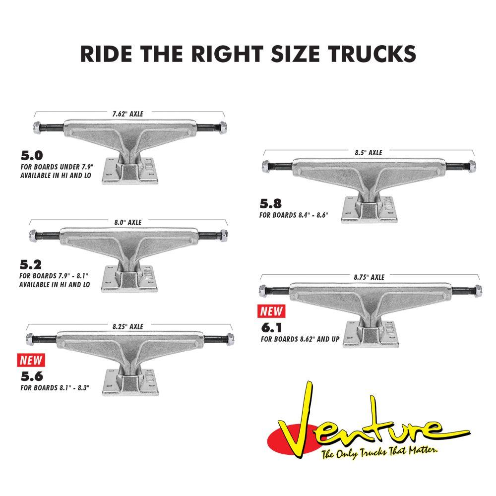 Venture Trucks Sizing Guide - Venue Skateboards