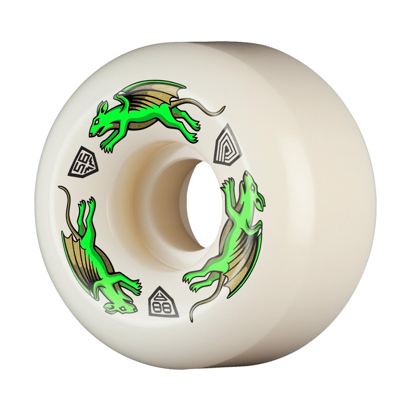 Powell Peralta Dragon Formula Nano Rat 56mmX36mm 88a V6 Wheels White/Green - Venue Skateboards