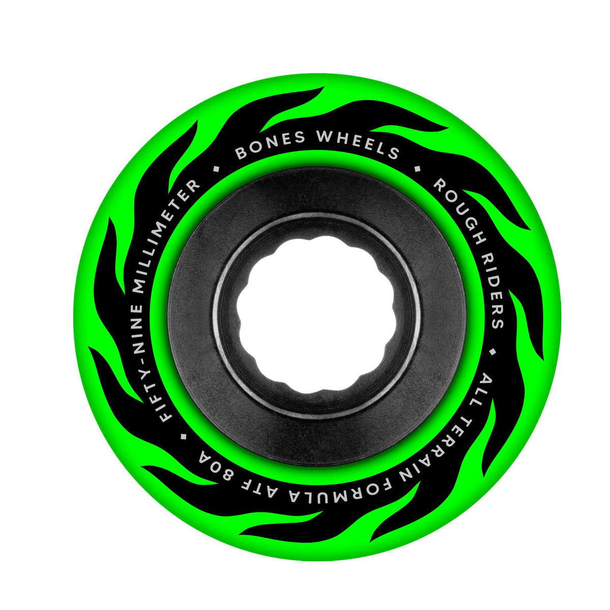 Bones ATF Rough Rider Eternal Flame Wheels 59mm 80a Green - Venue Skateboards