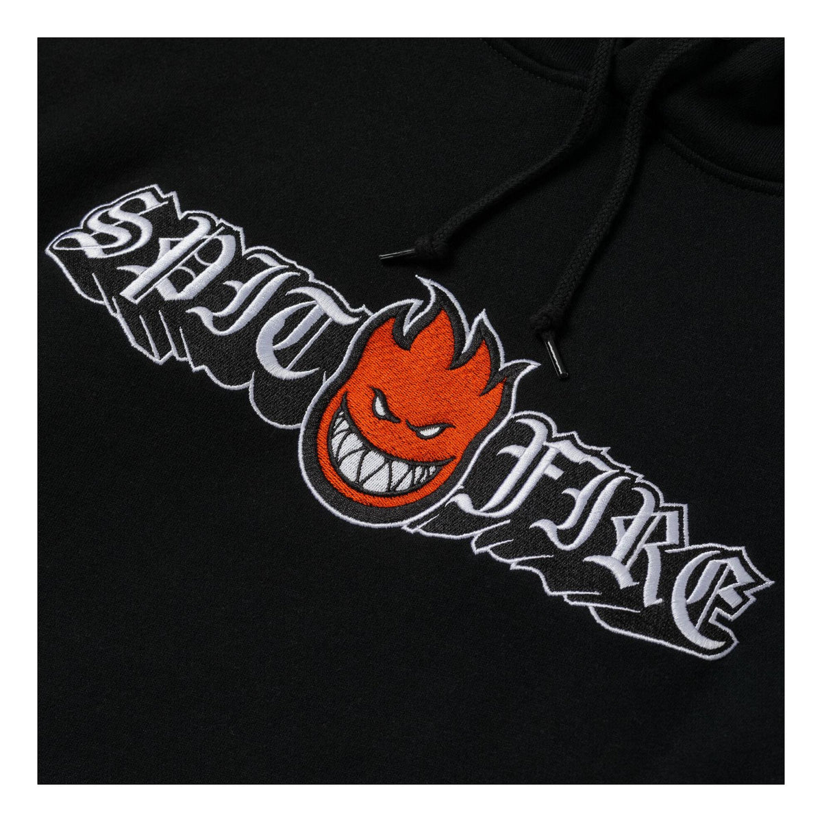 Spitfire Old E Drop Bighead Emb Hood Black W/ Red, White, Black Embroidery - Venue Skateboards