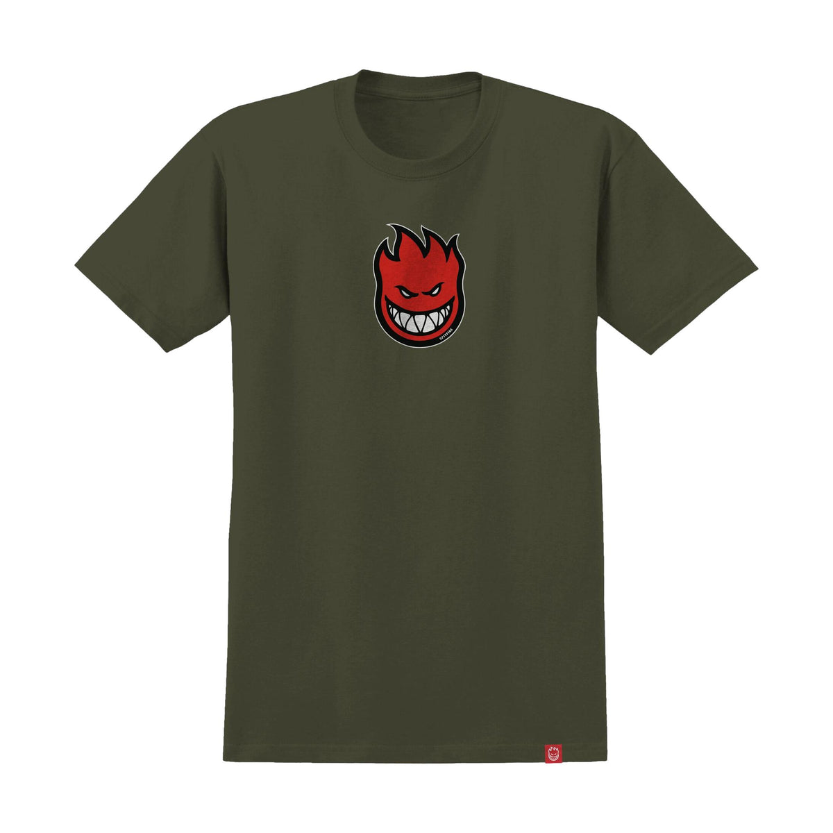 Spitfire Bighead Mid Fill Tee Military Green w/ Red, Black &amp; White Print - Venue Skateboards