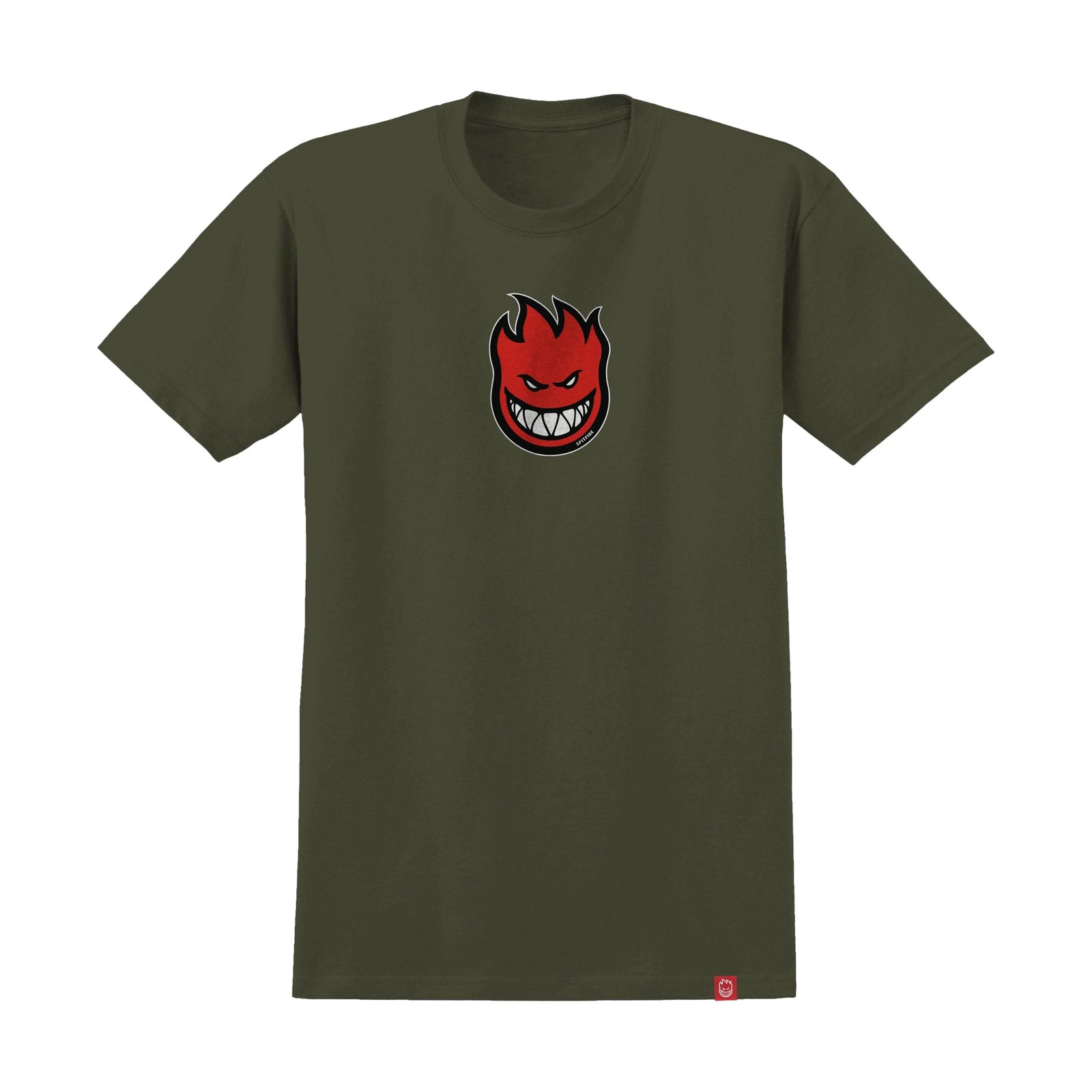 Spitfire Bighead Mid Fill Tee Military Green w/ Red, Black & White Print - Venue Skateboards