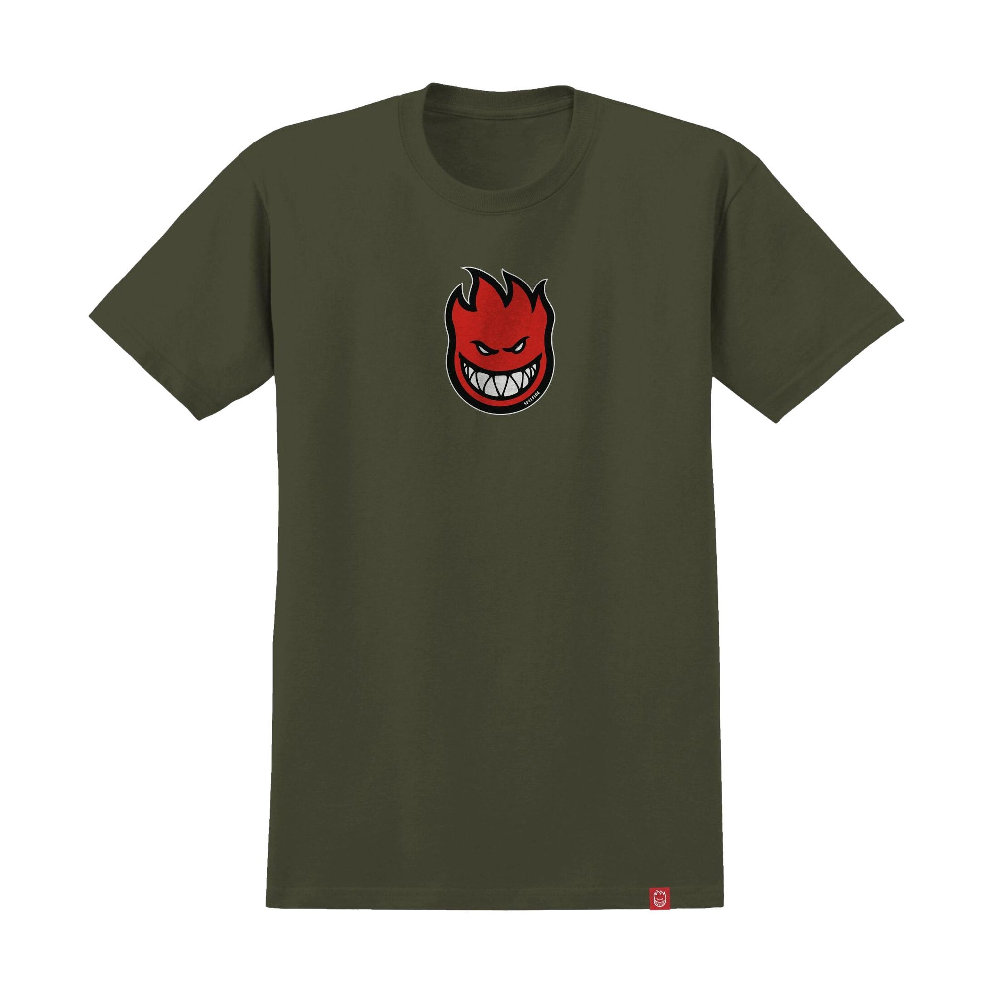 Spitfire Bighead Mid Fill Tee Military Green w/ Red, Black & White Print - Venue Skateboards