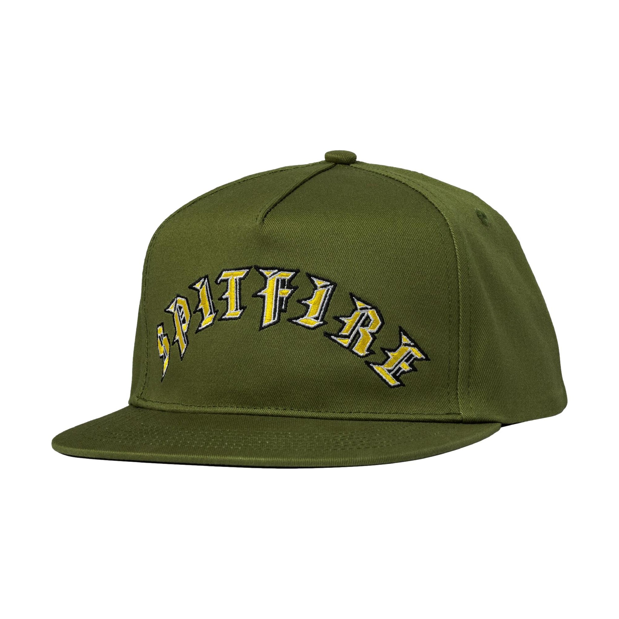 Spitfire Adj. Old E Arch Snapback Hat Olive/Gold - Venue Skateboards