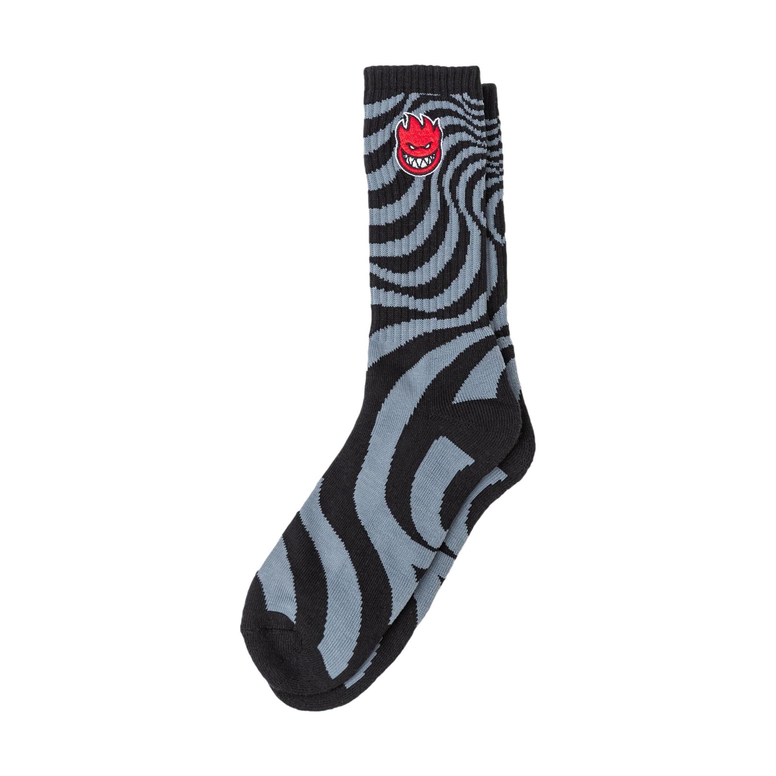 Spitfire Bighead Fill Emb Swirl Sock Black/Charcoal/Red - Venue Skateboards