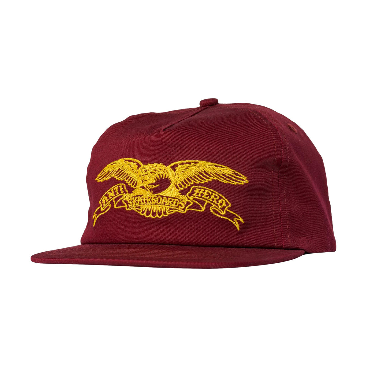 Anti Hero Basic Eagle Snapback Hat Wine/Gold - Venue Skateboards