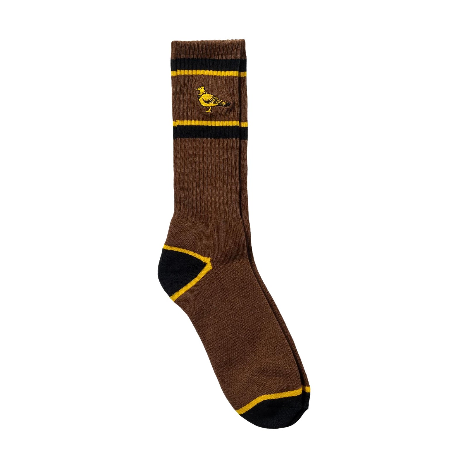 Anti Hero Basic Pigeon Embroidered Socks Brown/Yellow - Venue Skateboards