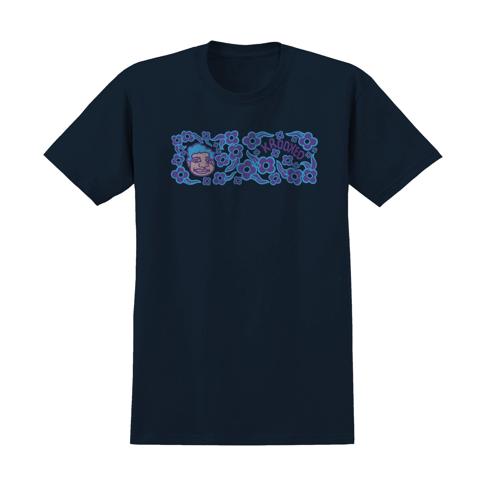 Krooked Sweatpants Redux Tee True Navy W/ Multi Color - Venue Skateboards 