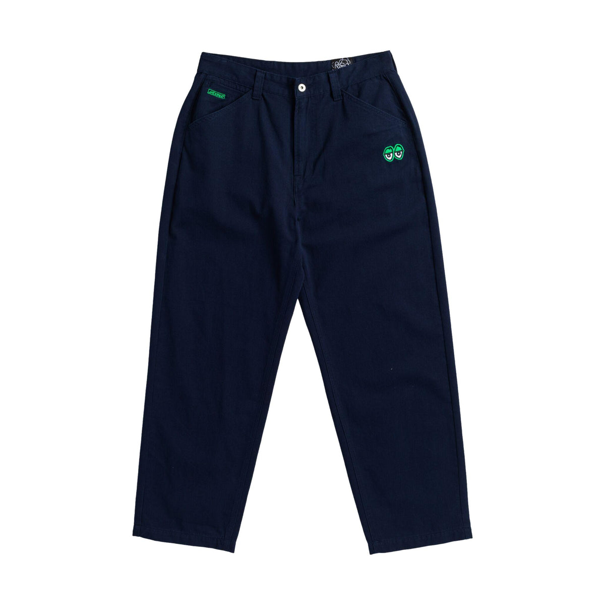 Krooked Eyes Embroidered Twill Pants Navy/Green