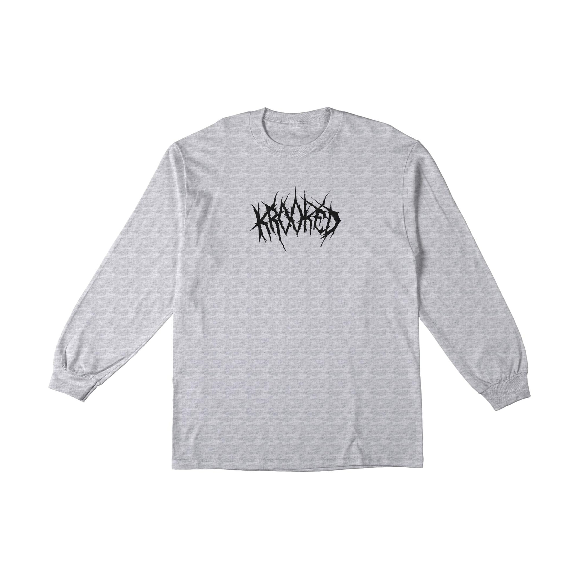 Krooked Necro Skript Longsleeve T-Shirt Ash/Black - Venue Skateboards