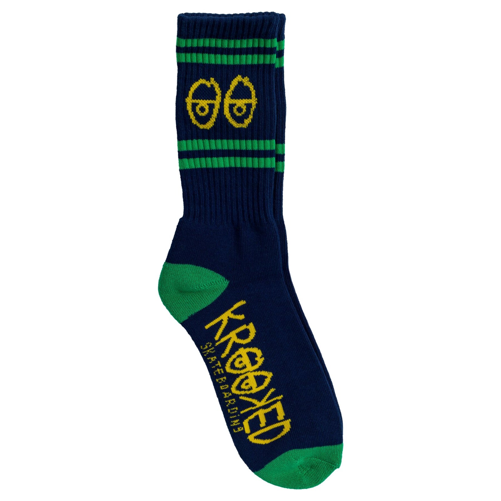 Krooked Eyes Sock Navy/Green/Yellow - Venue Skateboards