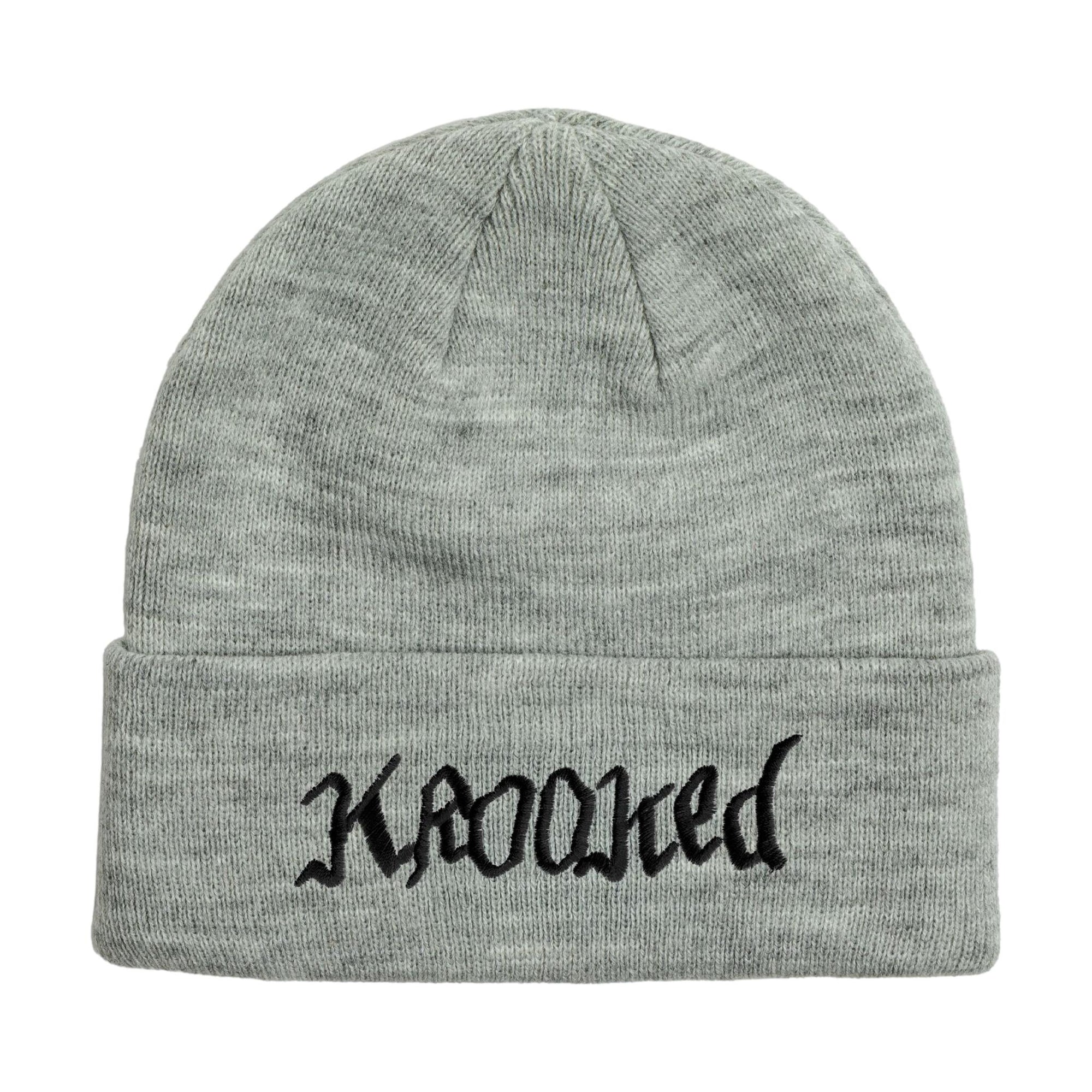 Krooked Double OK Script Cuff Beanue Heather Grey/Black - Venue Skateboards