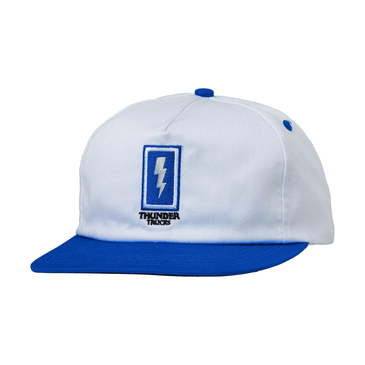 Thunder Adj. Boxed Bolt Snapback Hat White/Blue - Venue  Skateboards