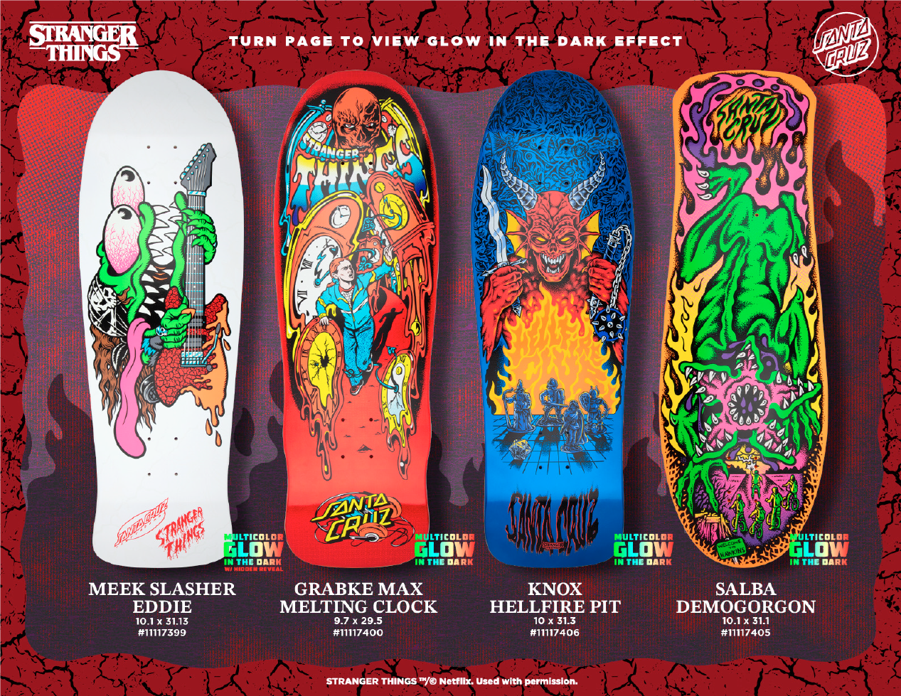 Santa Cruz X Stranger Things Knox Hellfire Pit 10.07" Deck - Venue Skateboards