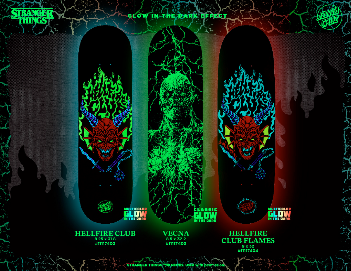 Santa Cruz X Stranger Things Hellfire Club  Flames 9" Deck - Venue Skateboards