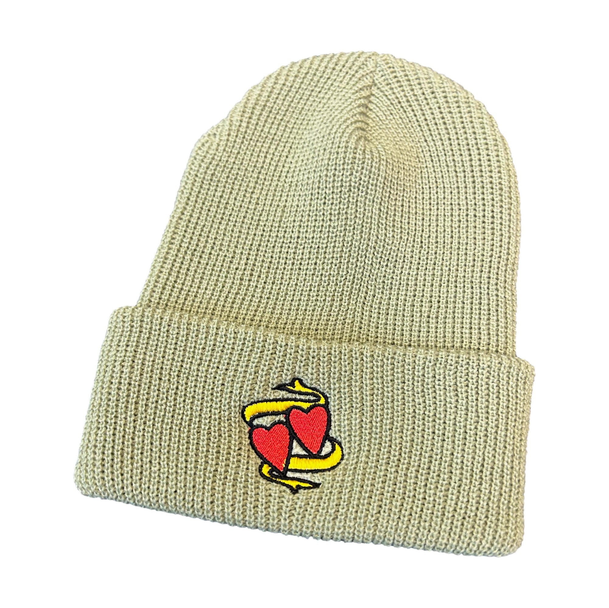 Venue Hearts Embroidered Beanie Sage - Venue Skateboards