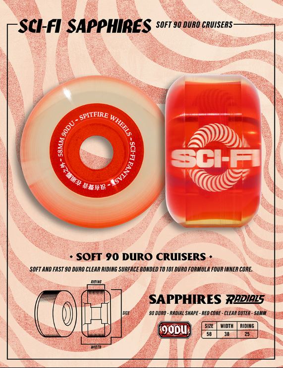 SF 90D Sapphire Sci-Fi Orange 58mm Wheels - Venue Skateboards