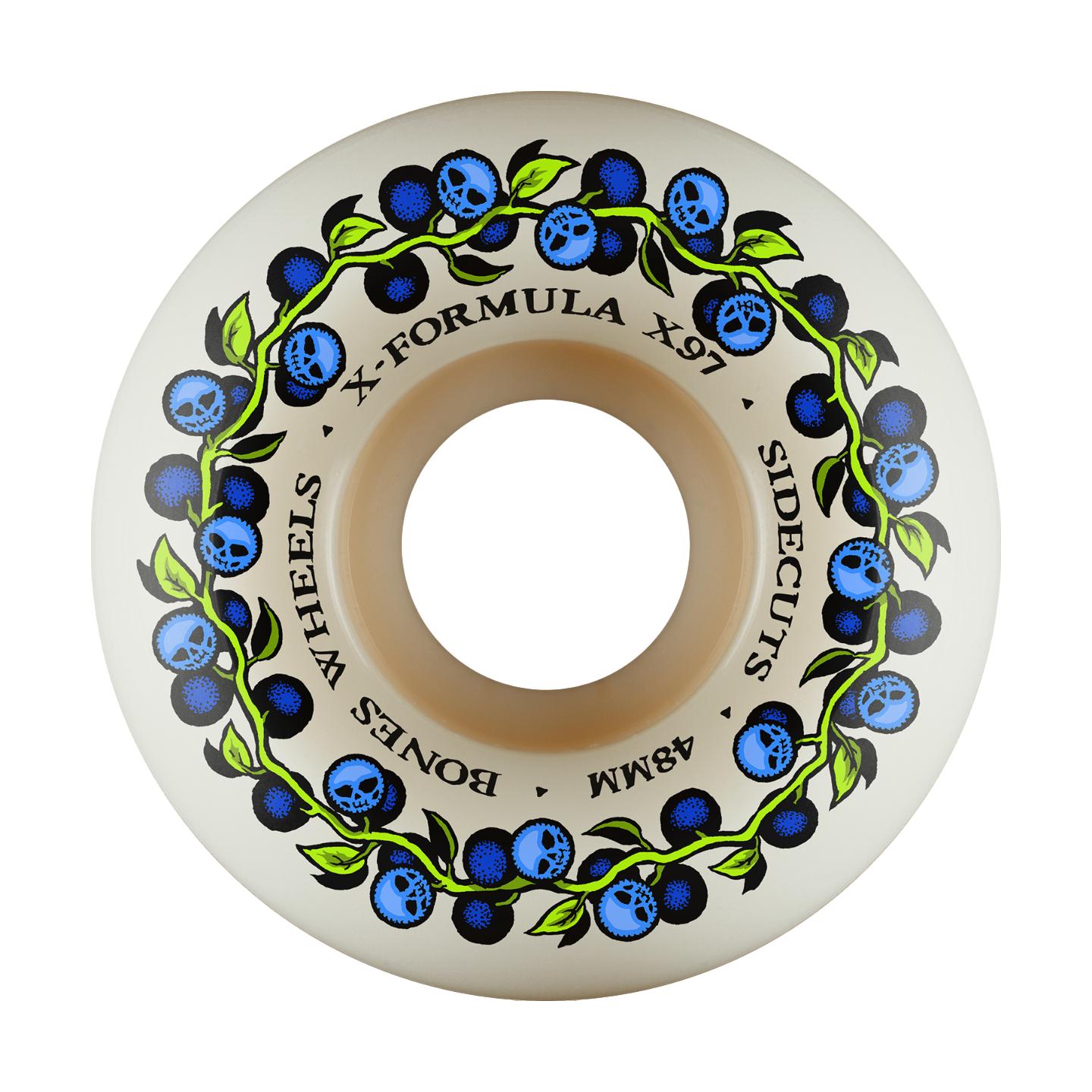 Bones XF X97 V5 Sidecut 48mm 97A Skull Berries Natural Wheels - Venue Skateboards