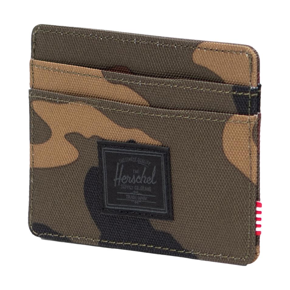 Herschel Charlie Cardholder Woodland Camo/Black Label - Venue Skateboards